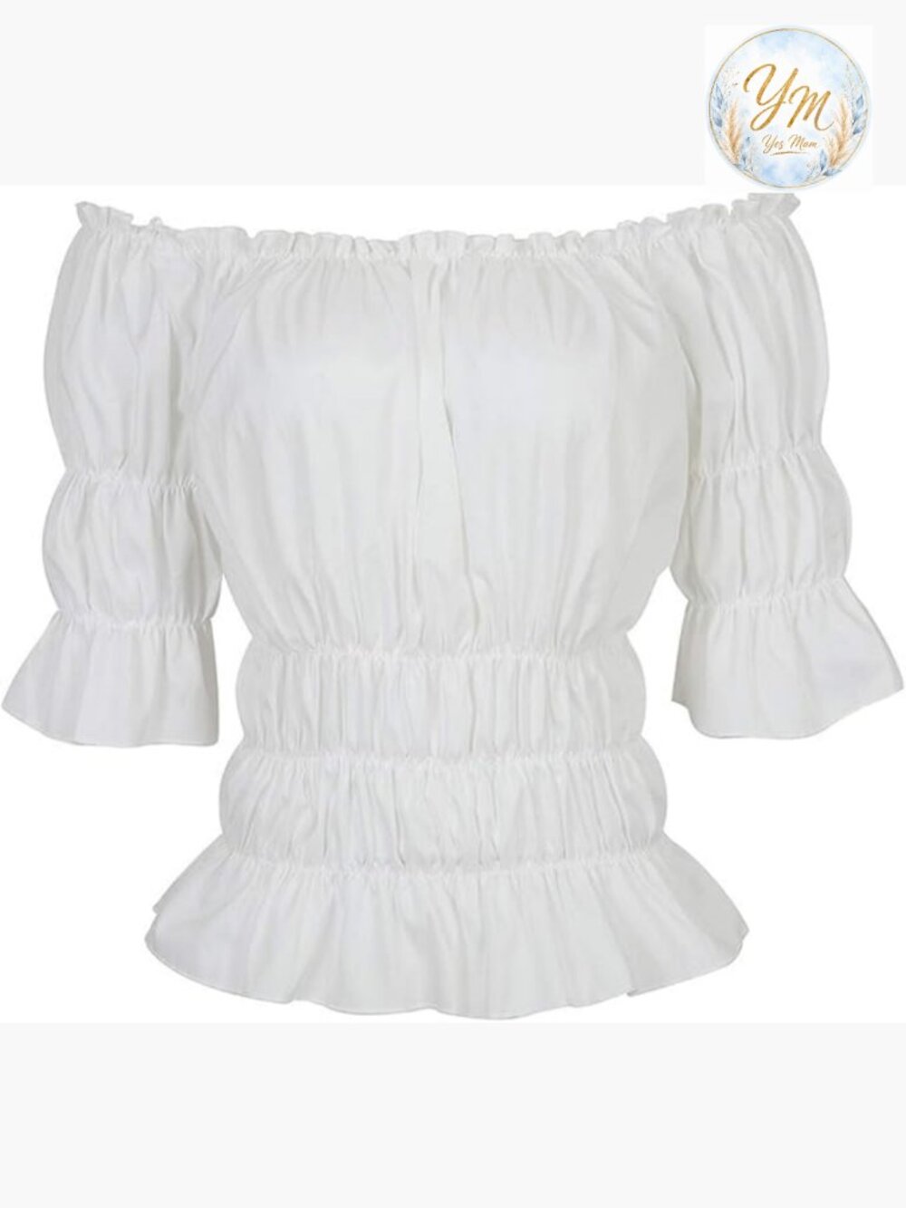 Off Shoulder Renaissance Peasant Blouse Pirate Costume Top Ren Faire Halloween